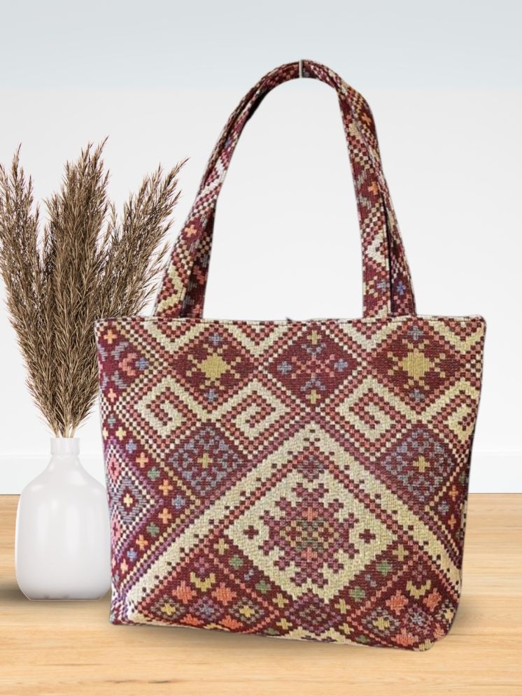     			TCRAZY Maroon Jute Tote Bag