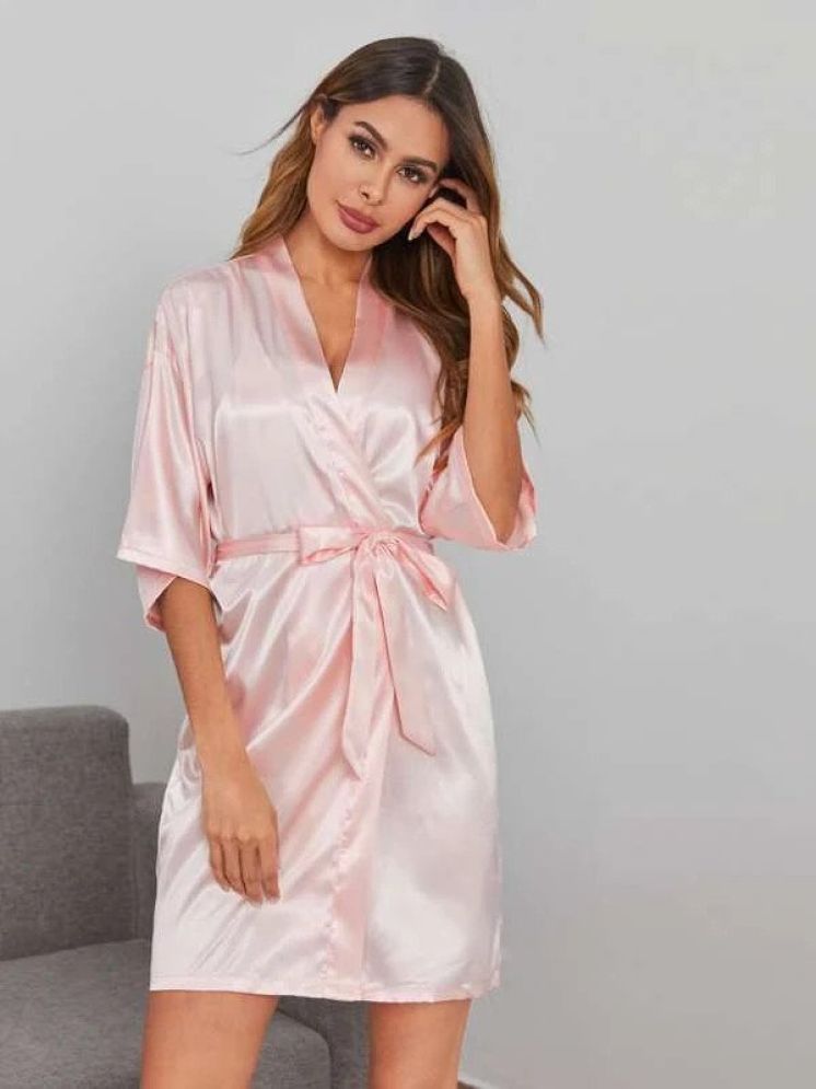     			YUZU Light Pink Satin Women's Nightwear Robes ( Pack of 1 )