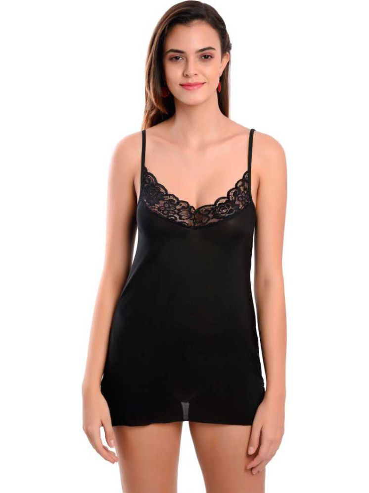     			ZYPRENT Black Viscose Women's Nightwear Night Dress ( Pack of 1 )