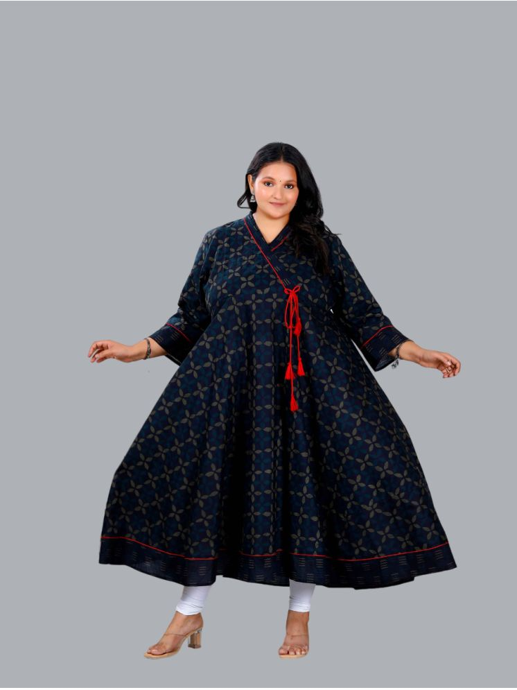     			miravan Cotton Applique Anarkali Women's Kurti - Navy Blue ( Pack of 1 )