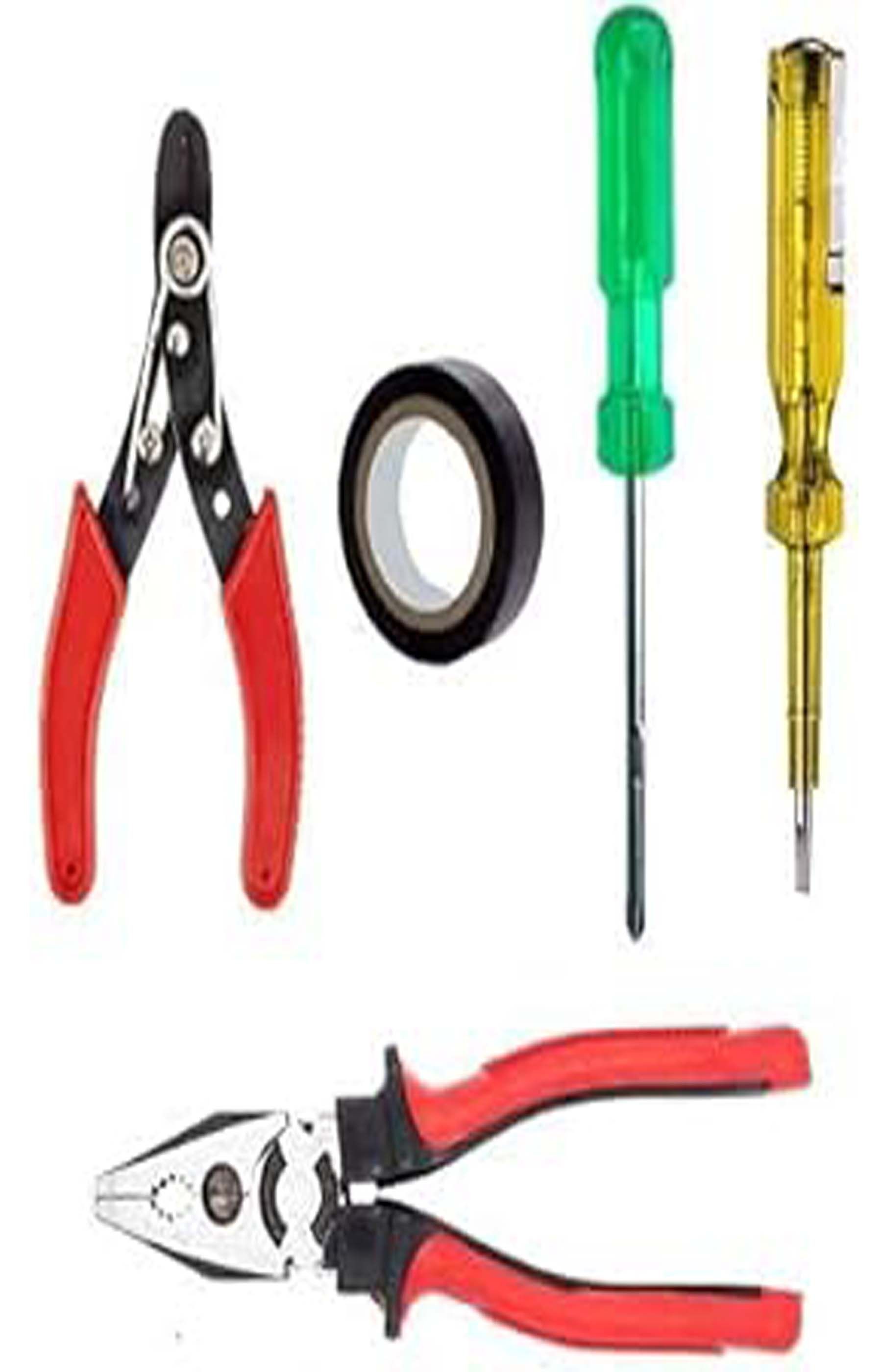     			Combo of Plier, 2in1 Screwdriver, Line Tester, Electrical Tape, Wire Cutter Hand Tools Kit (5 Tools)