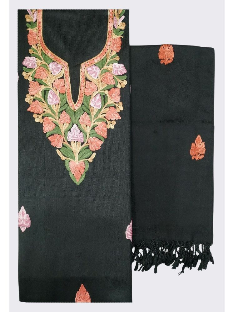     			KASHMIRI Unstitched Woollen Embroidered Dress Material - Black ( Pack of 1 )