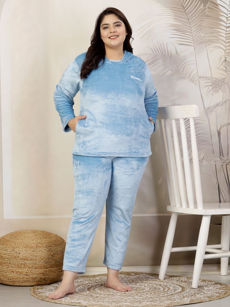     			Klotthe Light Blue Woollen Women's Nightwear Nightsuit Sets ( Pack of 1 )