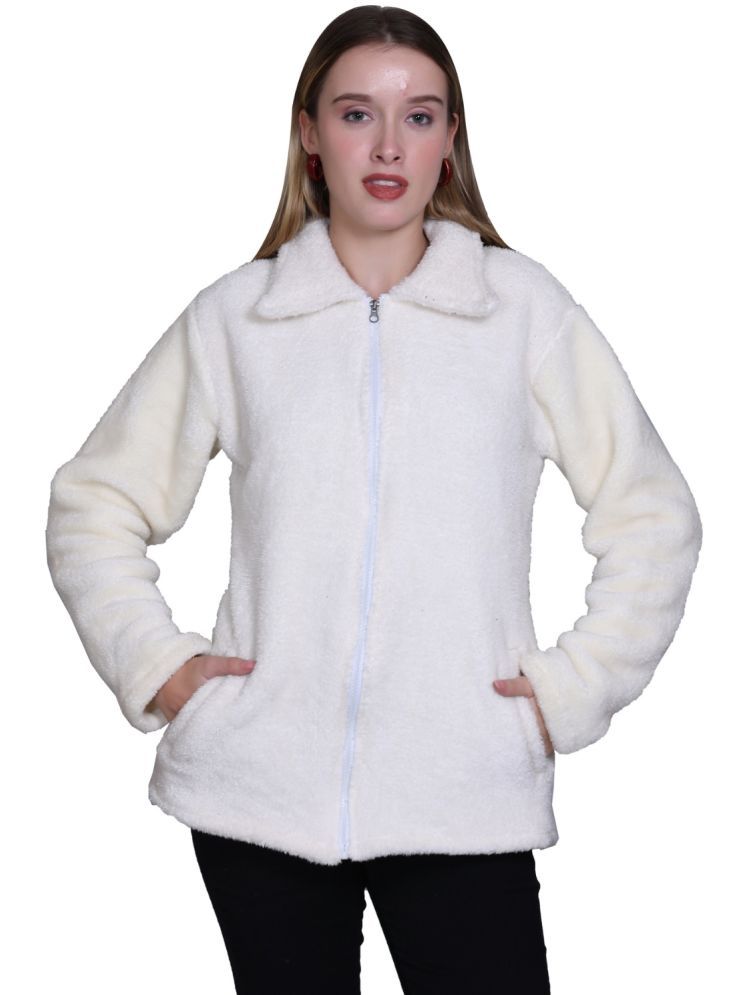     			Looks United Faux Fur Women's Zippered Sweatshirt ( Off White )