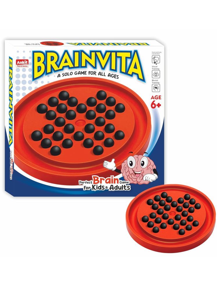     			Mannat Toys & Games Brainvita Game-Fun and Challenging Board Perfect for Mental Training and Visual Skills,Return Gift Solo Player Marble Game,Solitaire Brainteaser for Kids & Adults Ages 6+(Red)