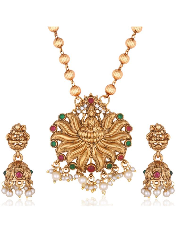     			Vighnaharta Golden Brass Necklace Set ( Pack of 2 )