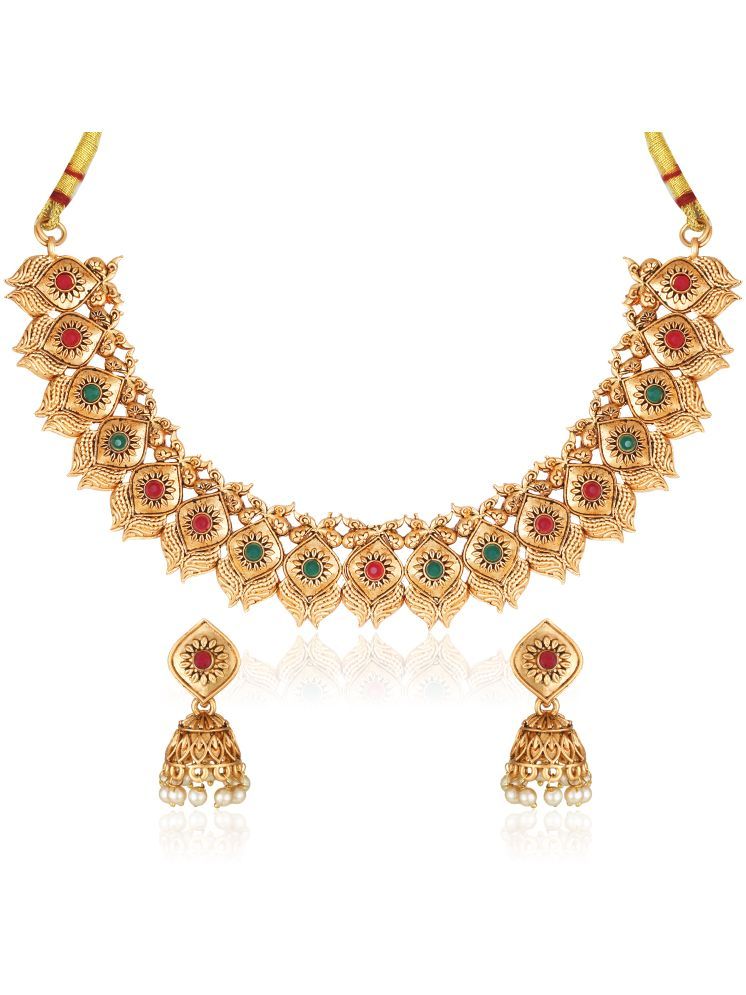     			Vighnaharta Golden Brass Necklace Set ( Pack of 2 )