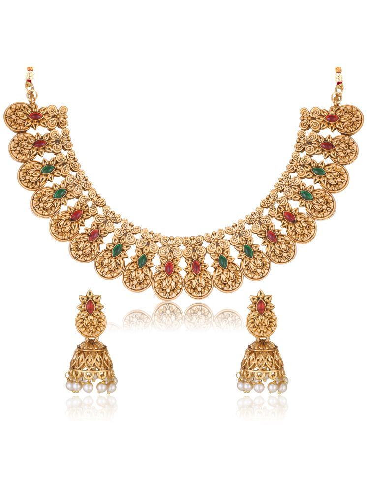     			Vighnaharta Golden Brass Necklace Set ( Pack of 2 )