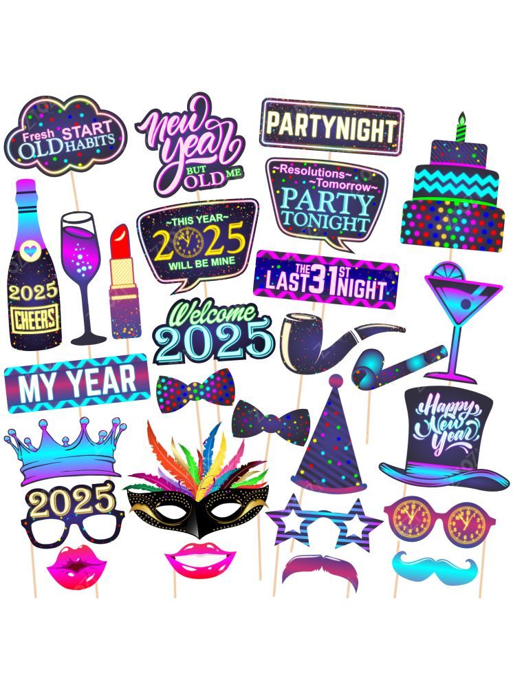     			Zyozi 28 Pcs New Years Eve Photo Booth Props-2023 Photo Booth Props, New Years Eve Party Supplies 2023,Happy New Year Decorations 2023