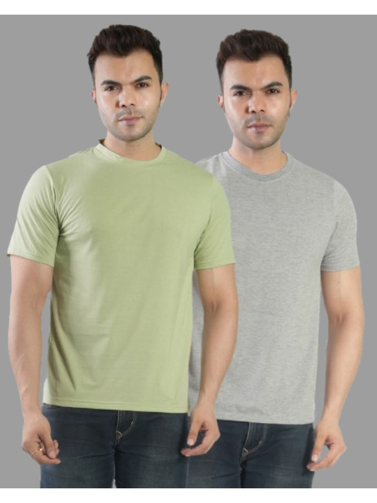     			CALTUS FASHION Cotton Blend Regular Fit Solid Half Sleeves Men's Round T-Shirt - Multicolor10 ( Pack of 2 )