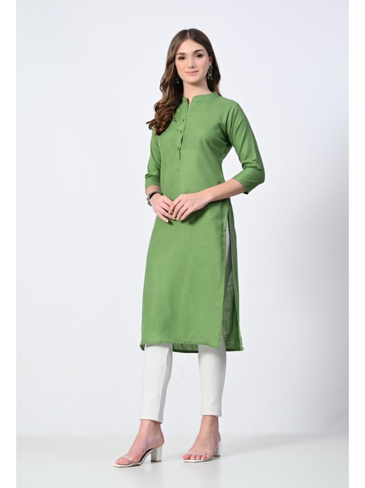     			MAURYA Cotton Blend Solid Straight Women's Kurti - Olive ( Pack of 1 )